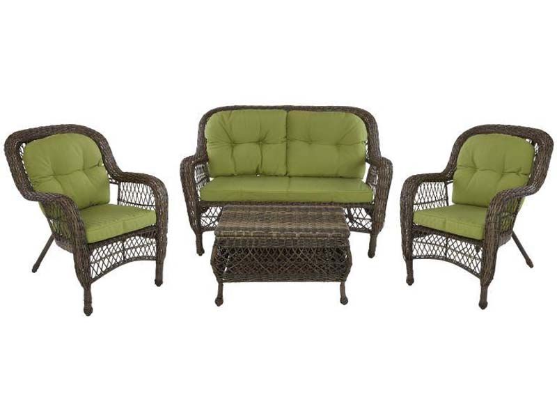комплект мебели AM-520 серо-черный с зелеными подушками