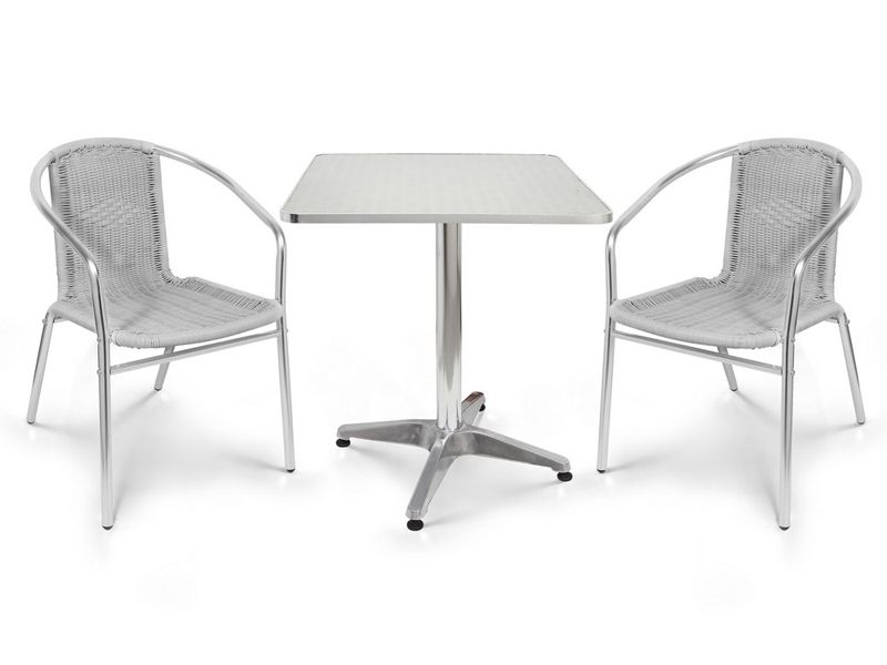 комплект мебели из алюминия с квадратным столом - серый