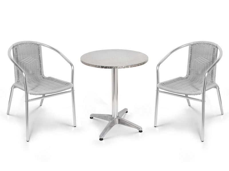 комплект мебели из алюминия с круглым столом - серый