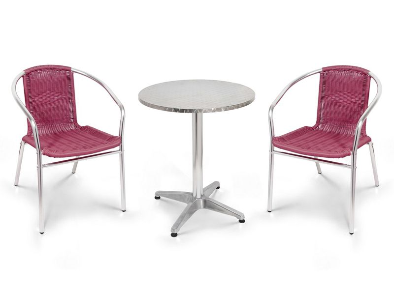 комплект мебели из алюминия с круглым столом - бордовый