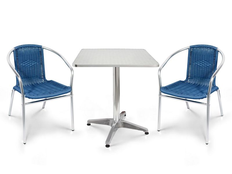 комплект мебели из алюминия с квадратным столом - синий