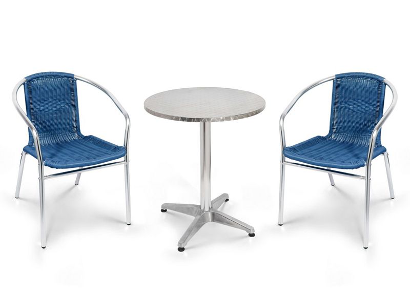 комплект мебели из алюминия с круглым столом - синий
