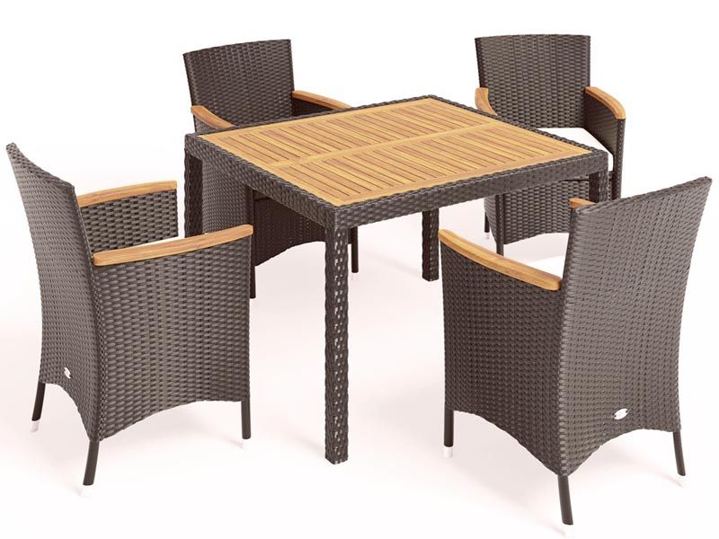 Комплект плетеной мебели AFM-440B 90x90 Brown (4+1) цвет черный