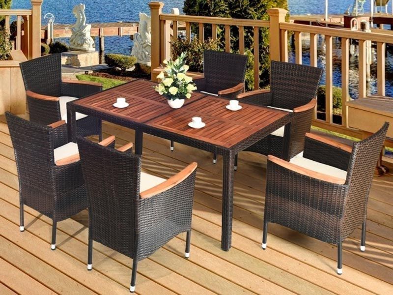 комплект плетеной мебели AFM-460B 150x90 Brown (6+1) цвет коричневый