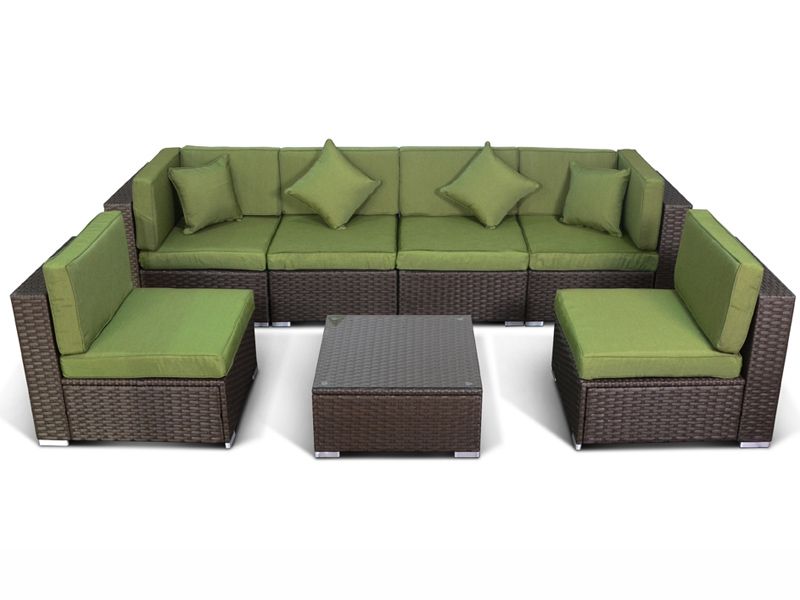 модульный комплект мебели из искусственного ротанга YR822BG brown/green