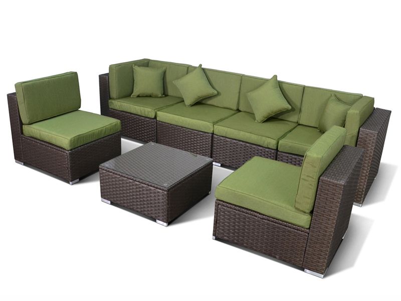 модульный комплект мебели из искусственного ротанга YR822BG brown/green