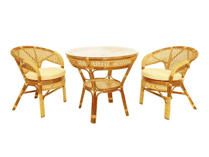 обеденный комплект мебели из натурального ротанга Java-1 цвет коньяк