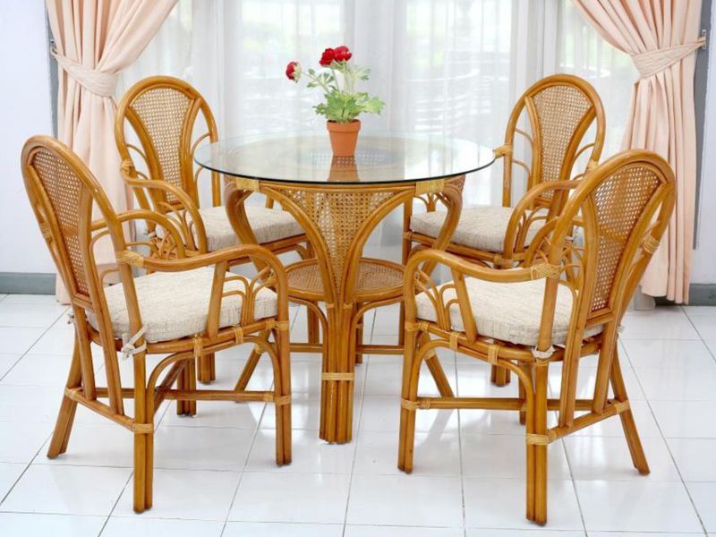 Обеденный комплект мебели из натурального ротанга Mokko/Larisa цвет коньяк