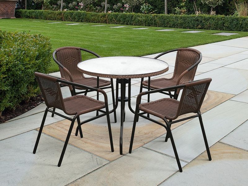 комплект мебели для летнего кафе Николь-1A TLH-037AR3/080RR-D80 Cappuccino 4Pcs цвет каппучино
