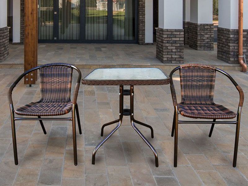 комплект мебели для летнего кафе Асоль-2B TLH-037BR2/060SR-60х60 Brown (2+1) цвет коричневый