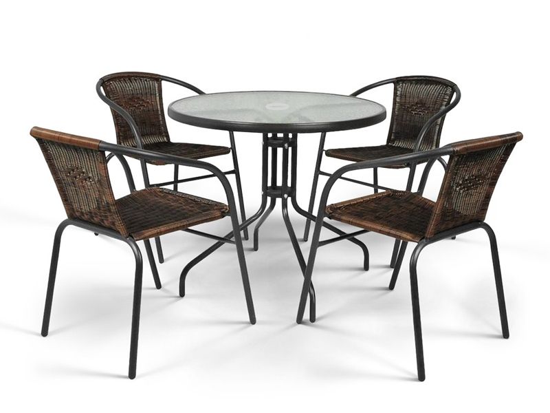 комплект плетеной мебели из искусственного ротанга Николь-1CB TLH-037BR2/087-D80 Brown 4Pcs цвет коричневый