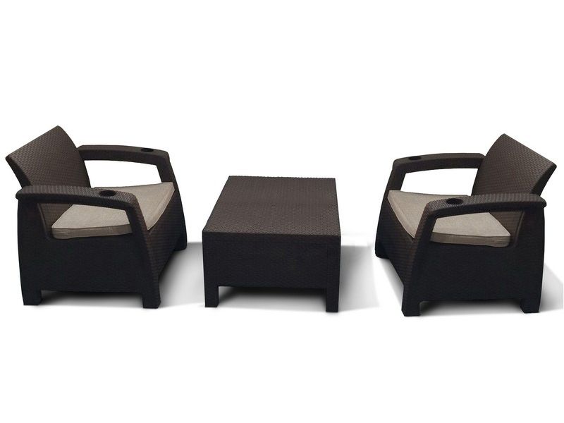 комплект пластиковой мебели Ялта-М6143-2pcs - цвет темно-коричневый