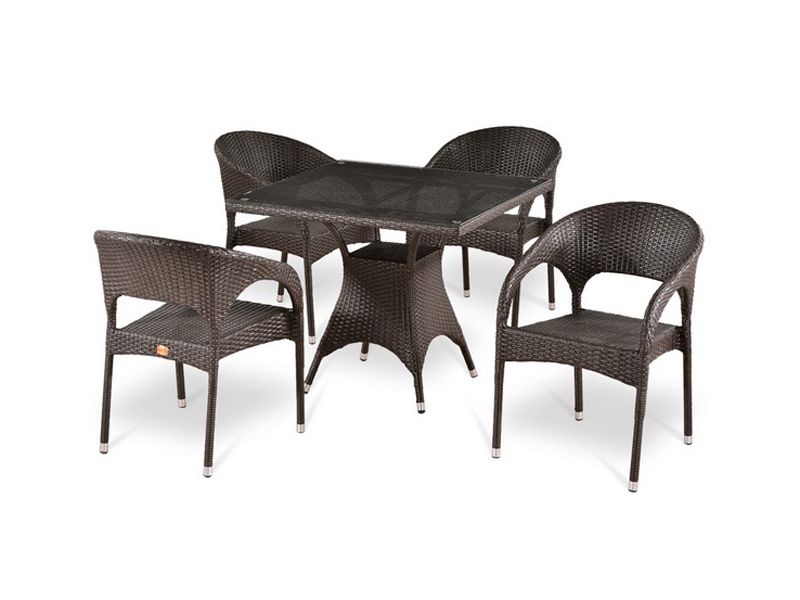 комплект плетеной мебели T220BT-Y90С-W51- 4pcs - коричневый
