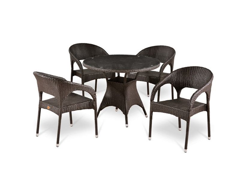 комплект плетеной мебели T220СT-Y90С-W51- 4pcs - коричневый