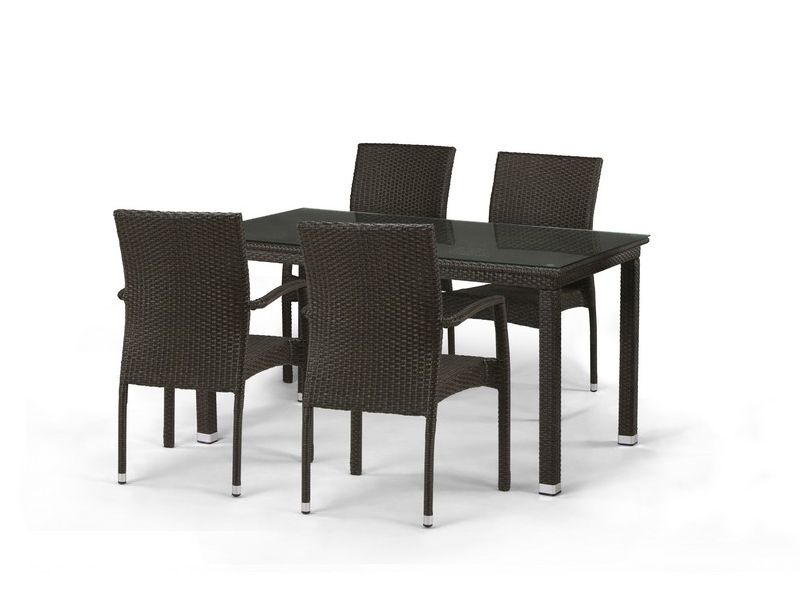 комплект плетеной мебели T256А-Y379А-W53-4pcs - коричневый