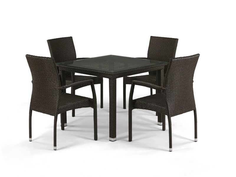 комплект плетеной мебели T257А-Y379А-W53-4pcs - коричневый