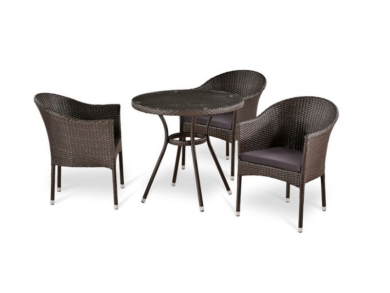 комплект плетеной мебели для улицы T283АNT-Y350-W51-3pcs - коричневый