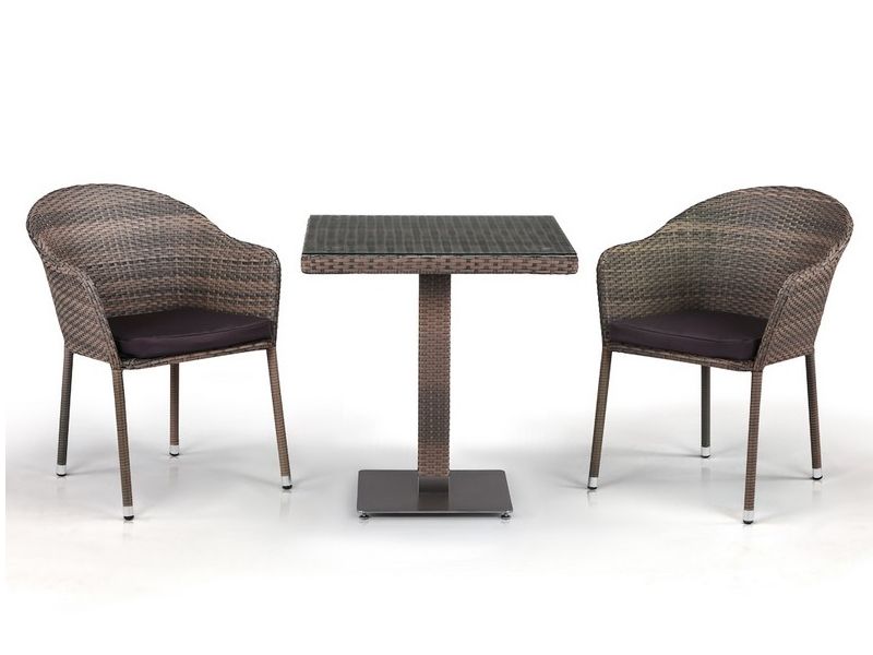 комплект плетеной мебели T601G-Y375G-W1289-2pcs - светло-коричневый