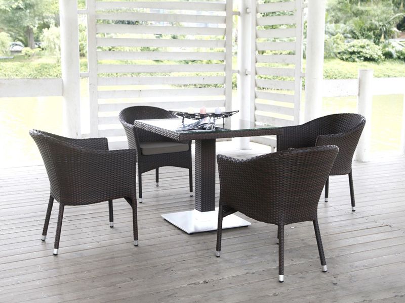 комплект плетеной мебели T606SWT-Y350В-W53-4pcs - коричневый