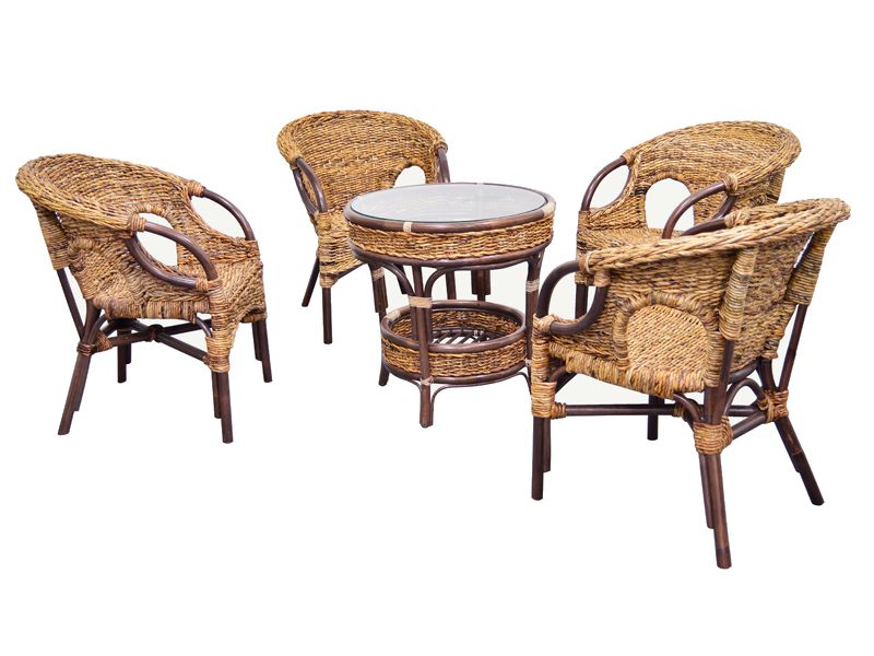 комплект мебели из ротанга Мандалино (4+1) - цвет орех