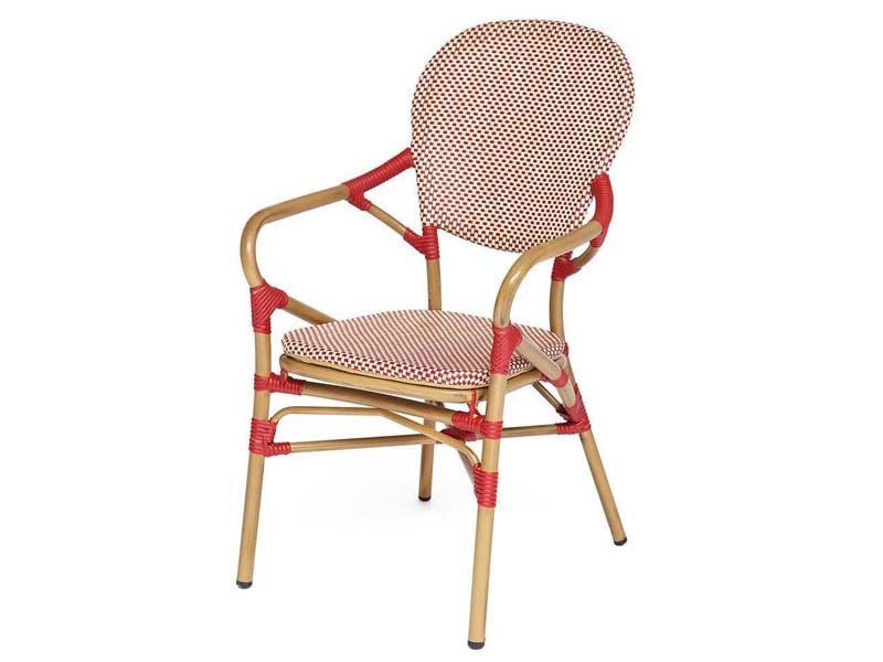 кресло из полиротанга Ameli mod. AD642010 TXT цвет коричневый/красно-белый