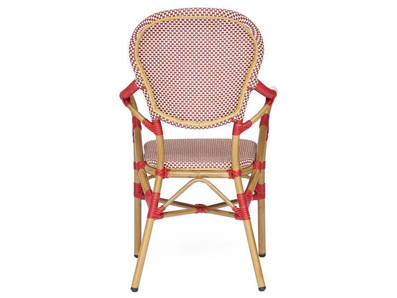 кресло из полиротанга Ameli mod. AD642010 TXT цвет коричневый/красно-белый
