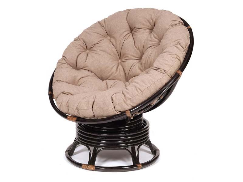 Кресло-качалка Папасан античный коричневый подушка экошерсть коричневая 1811-5