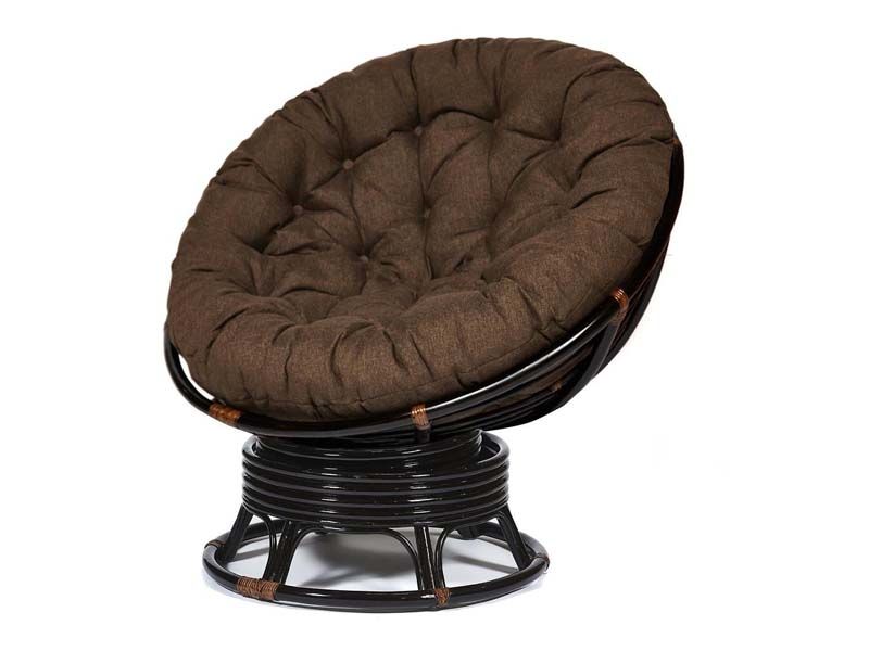 Кресло-качалка Папасан античный коричневый подушка коричневая ткань 3М7-147