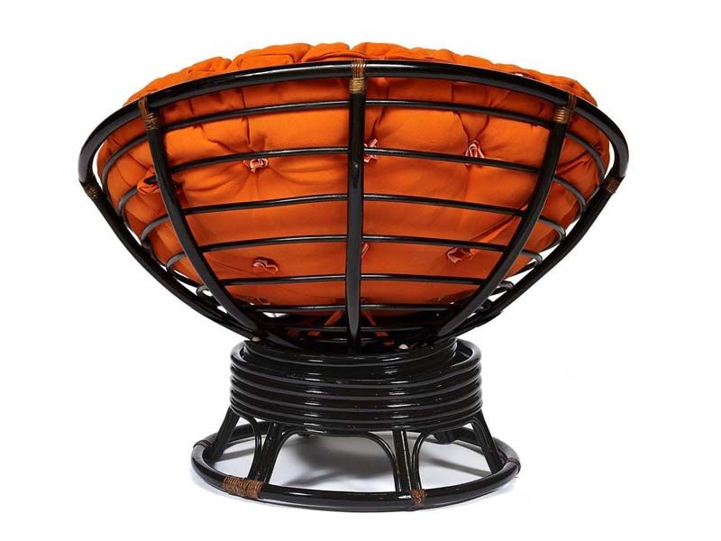 Кресло-качалка Папасан цвет античный коричневый подушка оранжевая, ткань С-23