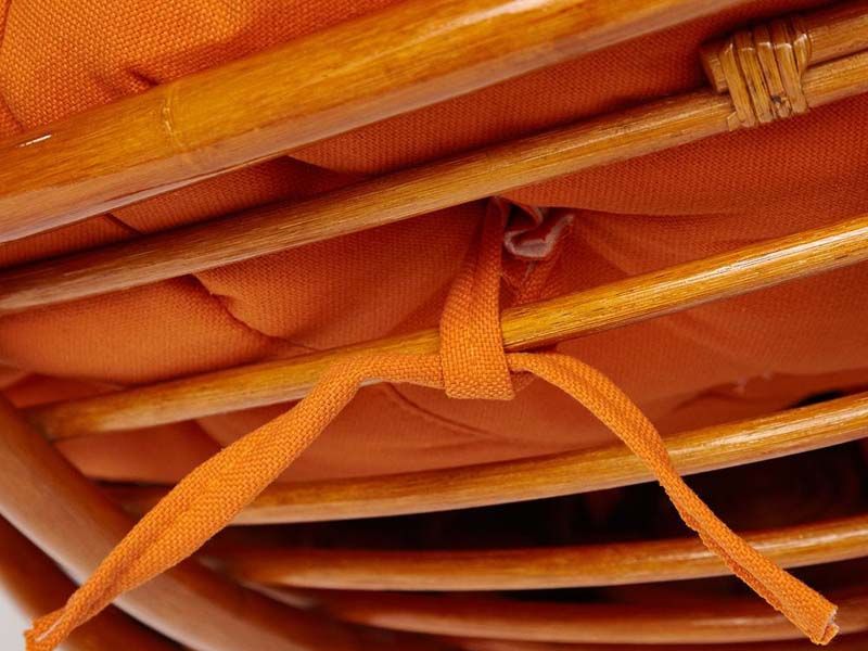 Кресло-качалка Папасан коньяк подушка оранжевая ткань С 23
