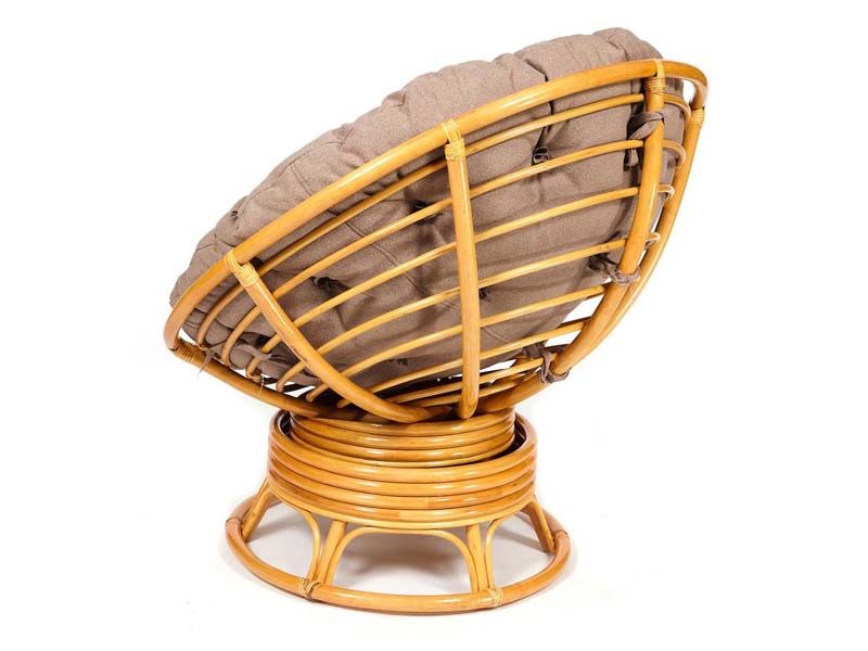 Кресло-качалка Папасан мёд подушка экошерсть коричневая 1811-5