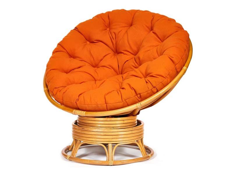 Кресло-качалка Папасан мёд подушка ткань оранжевая С 23