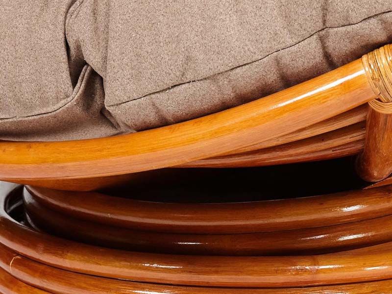 Кресло-качалка Папасан коньяк подушка экошерсть коричневая 1811-5
