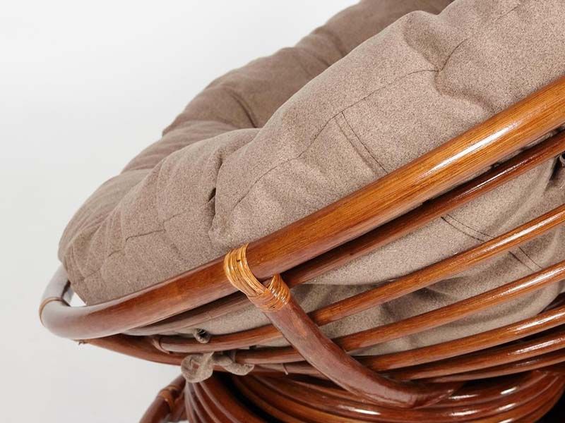 Кресло-качалка Папасан Pecan (орех) подушка ткань экошерсть коричневая 1811-5