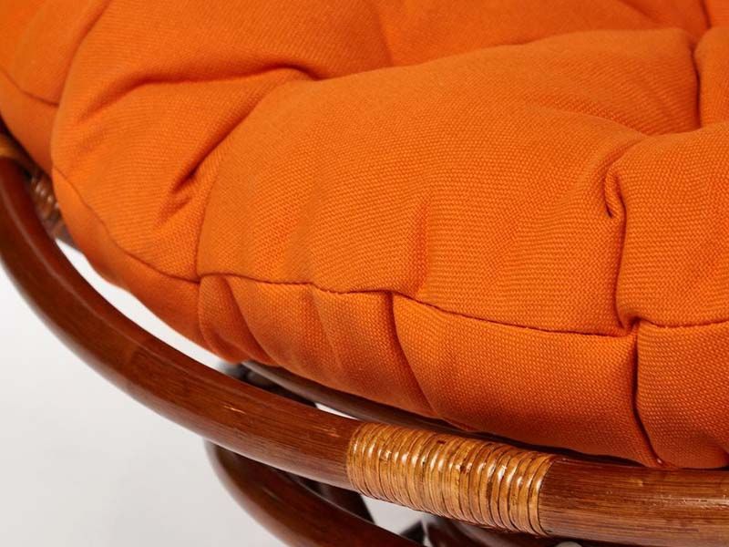 Кресло-качалка Папасан Pecan (орех) подушка ткань оранжевая С 23