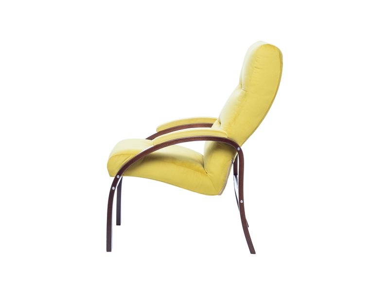 Кресло Leset Лион цвет орех текстура/велюр V28 желтый