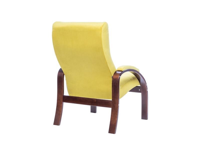 Кресло Leset Лион цвет орех текстура/велюр V28 желтый