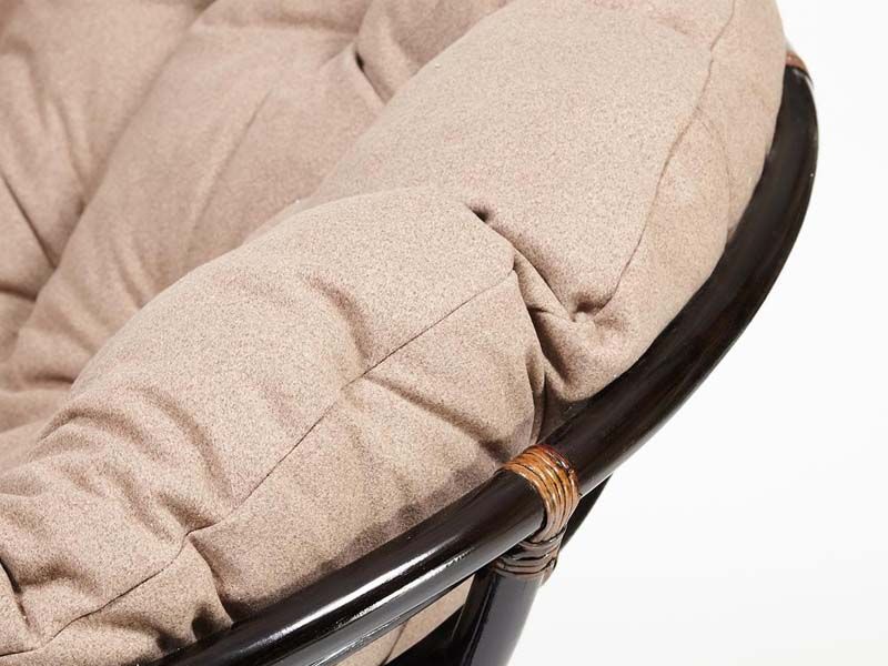 кресло Папасан 23/01 цвет Antique brown (античный чёрно-коричневый), подушка экошерсть коричневая