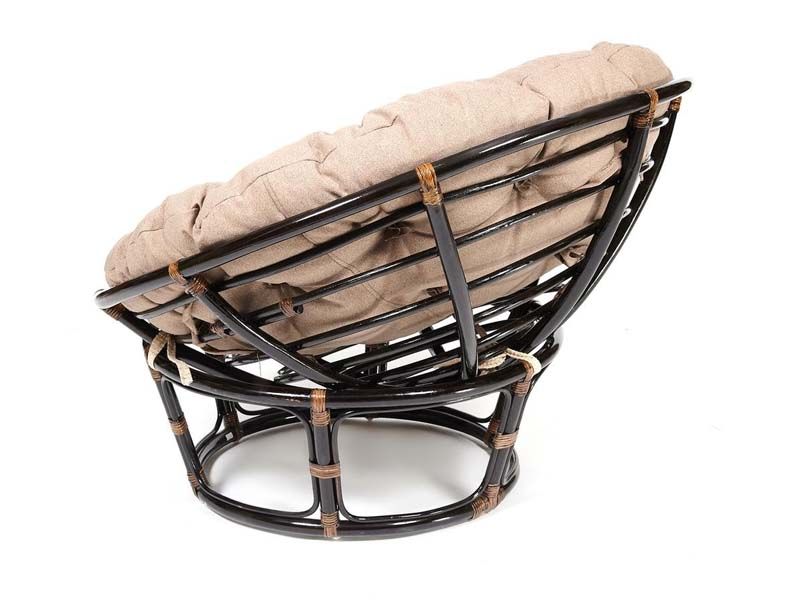 кресло Папасан 23/01 цвет Antique brown (античный чёрно-коричневый), подушка экошерсть коричневая
