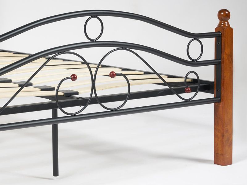 Кровать AT 803 основание из деревянных ламелей (140 см x 200 см) цвет красный дуб/черный