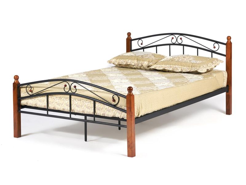 Кровать AT 8077 основание из деревянных ламелей (140 см x 200 см) цвет красный дуб/черный