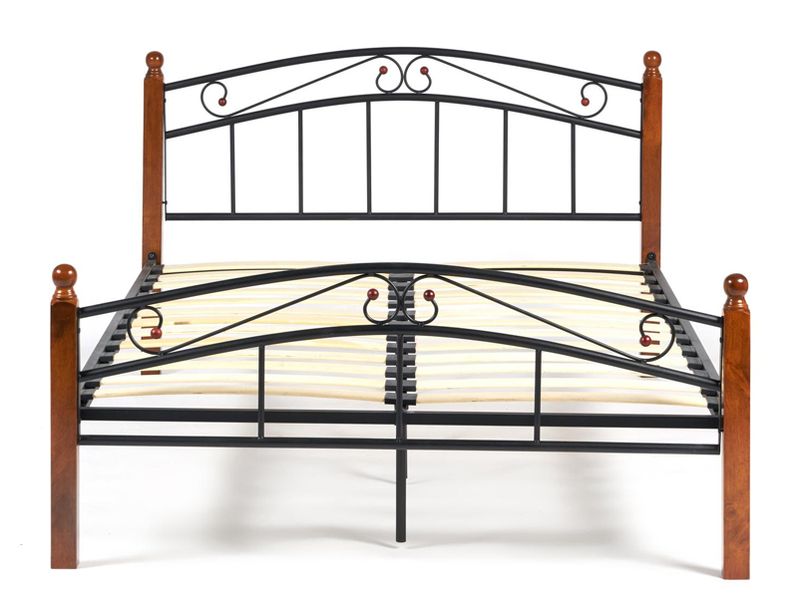 Кровать AT 8077 основание из деревянных ламелей (140 см x 200 см) цвет красный дуб/черный
