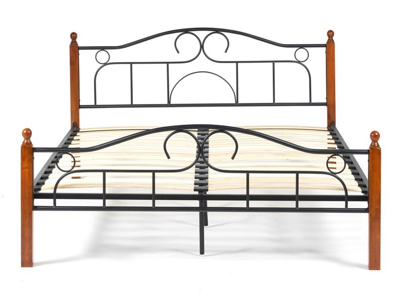 Кровать AT 808 основание из деревянных ламелей (160 см x 200 см) цвет красный дуб/черный