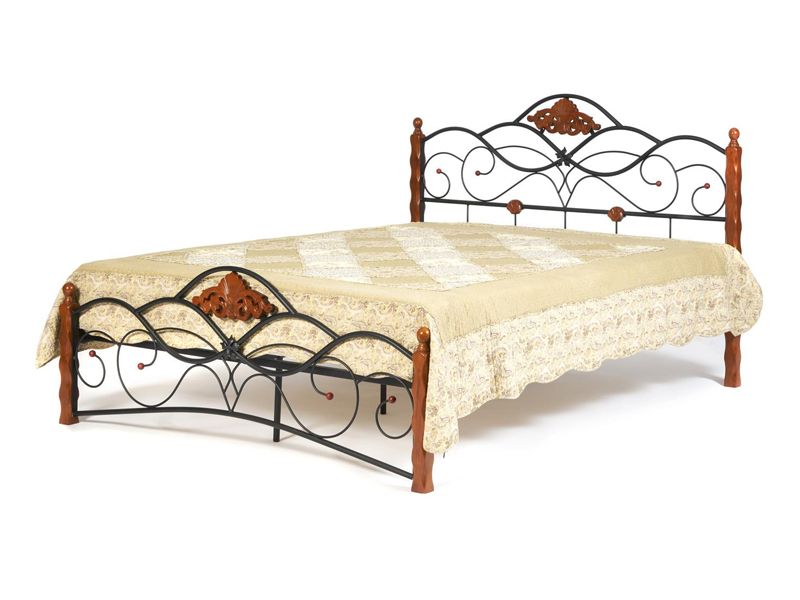 Кровать Canzona основание из деревянных ламелей (140 см x 200 см) цвет красный дуб/черный