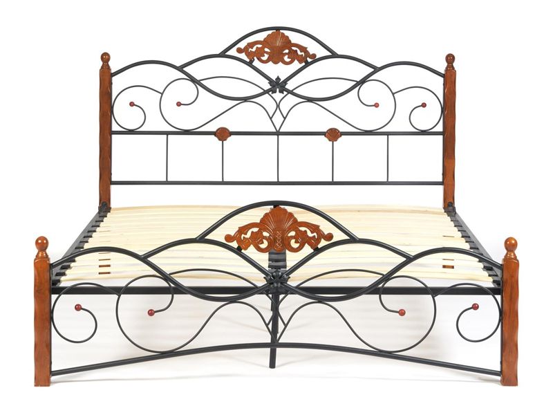 Кровать Canzona основание из деревянных ламелей (140 см x 200 см) цвет красный дуб/черный