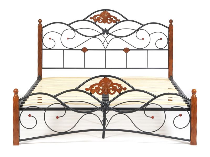 Кровать Canzona основание из деревянных ламелей (160 см x 200 см) цвет красный дуб/черный