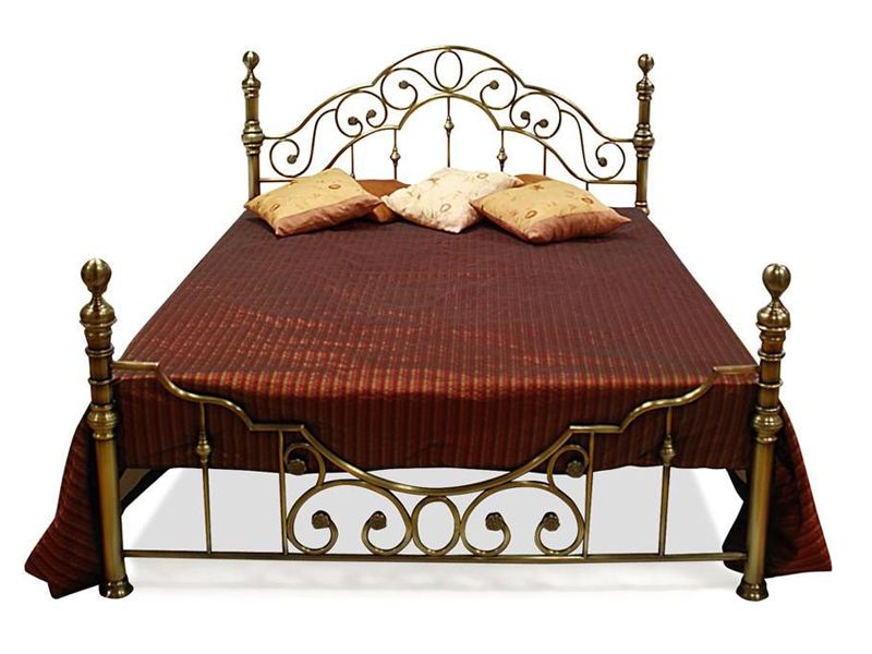 Кровать двуспальная 9603 Виктория основание из деревянных ламелей (140 см x 200 см) цвет античный никель