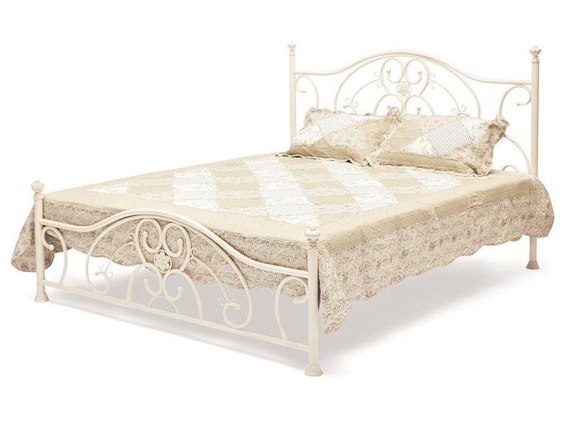 Кровать двуспальная Элизабет основание из деревянных ламелей (160 см x 200 см) белая
