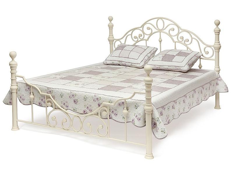 Кровать двуспальная Виктория основание из деревянных ламелей (140 см x 200 см) цвет античный белый