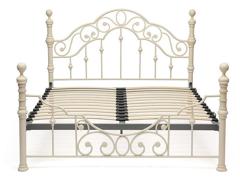 Кровать двуспальная Виктория основание из деревянных ламелей (160 см x 200 см) цвет античный белый
